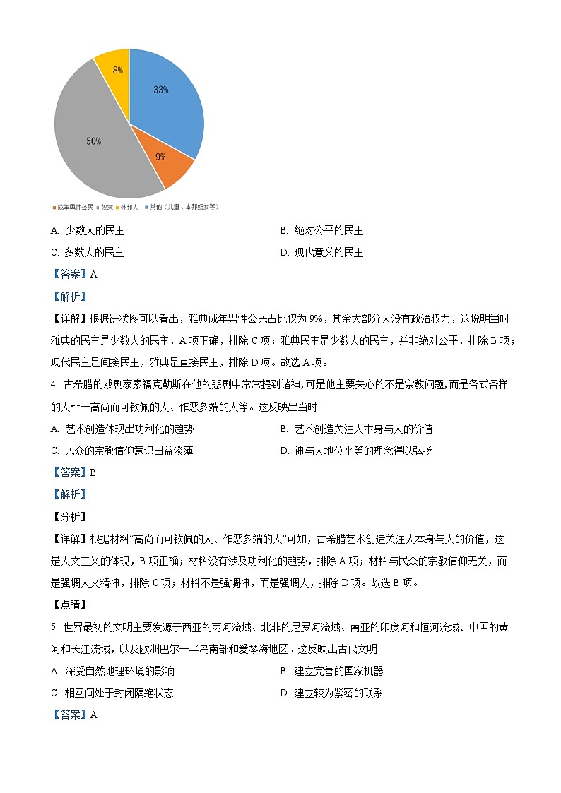山西省大同市第一中学2022-2023学年高一历史下学期3月月考试题（Word版附解析）02