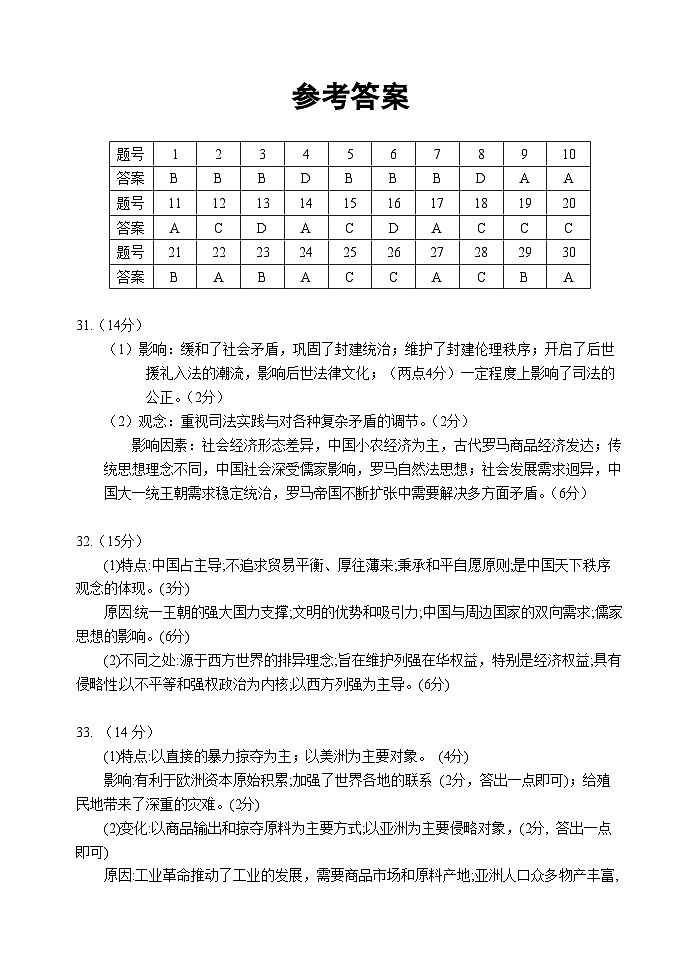 陕西省西安市长安区第一中学2022-2023学年高二下学期第二次质量检测历史试题01