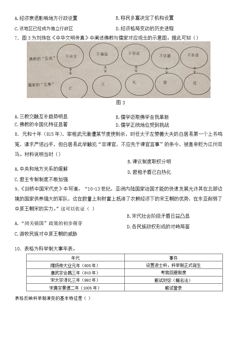 重庆市2022-2023学年高二下学期期末考试历史试题03