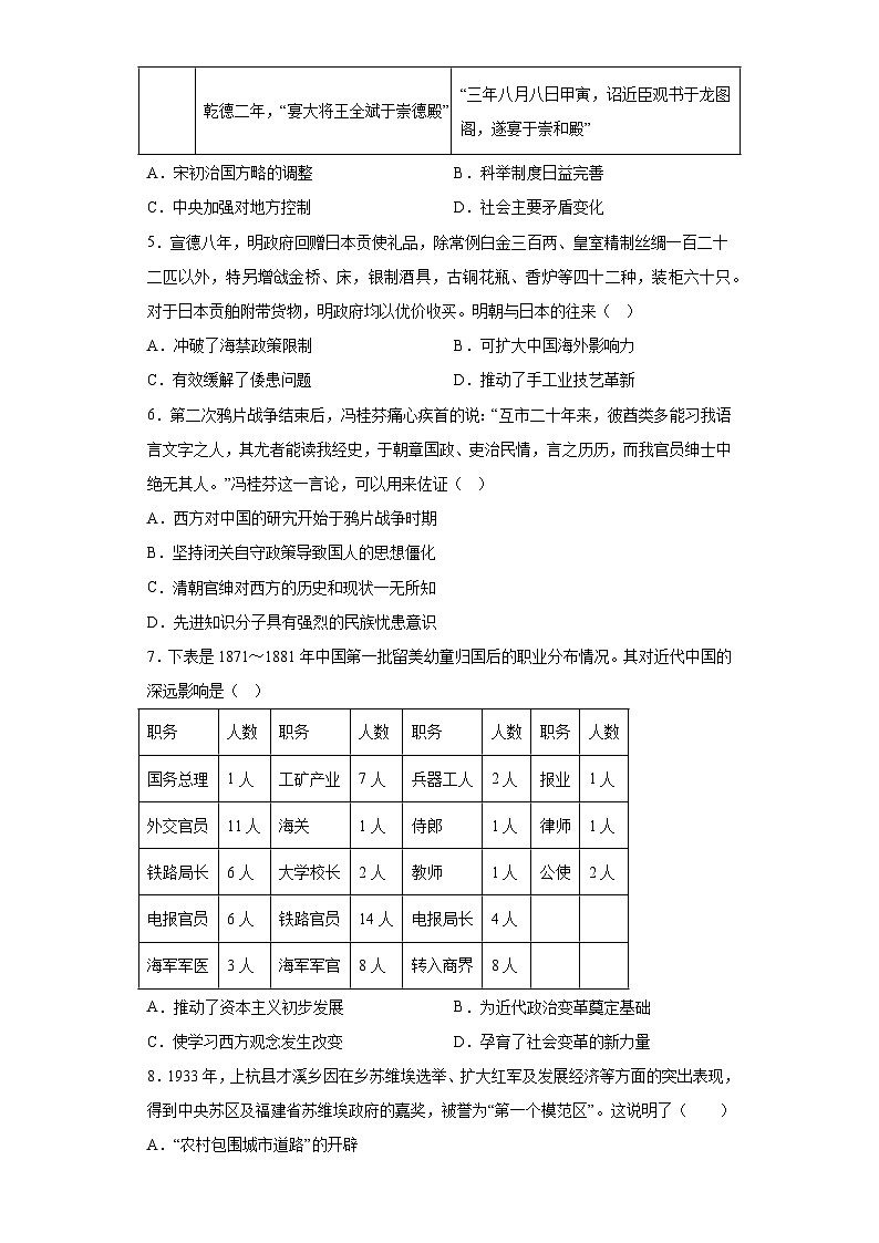 福建省厦门双十中学2023届高三高考热身考历史试题（含解析）第2页