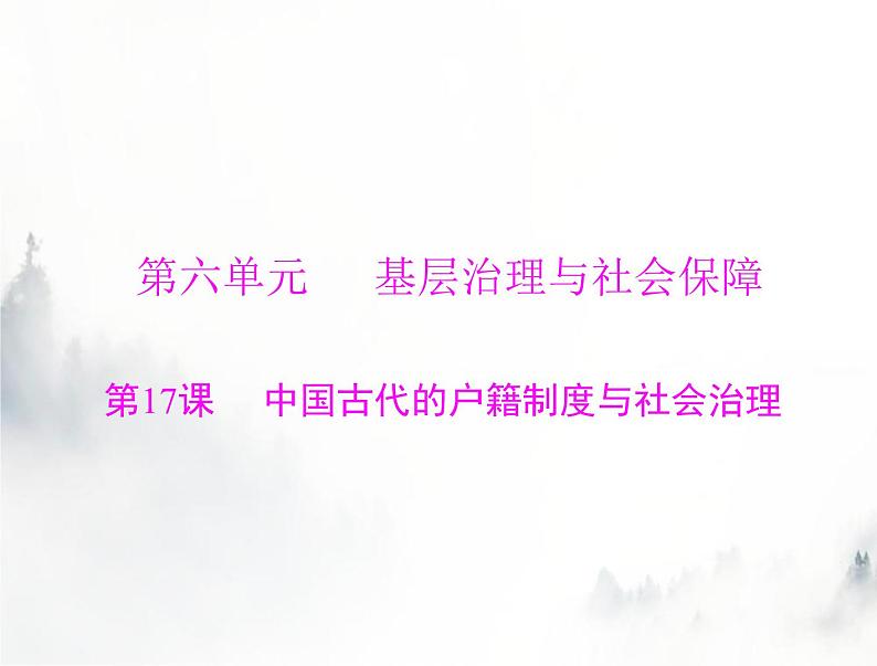 高考历史一轮复习选择性必修1第六单元第17课中国古代的户籍制度与社会治理课件01