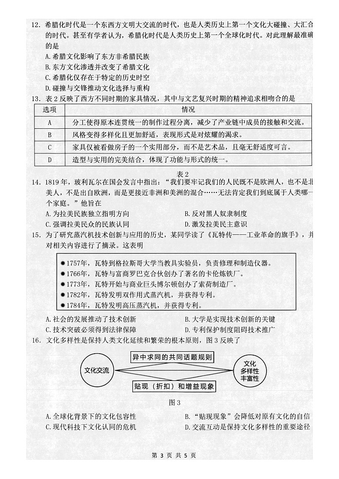 江苏省扬州市2022-2023学年高二下学期期末考试历史试题03