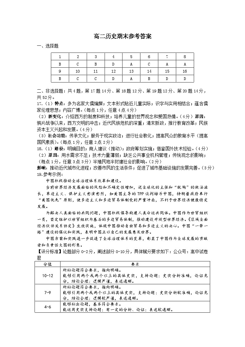 2023连云港高二下学期期末考试历史试题含答案01