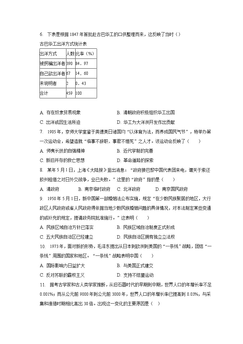 2022-2023学年江苏省常州市教育学会高二（下）期末历史试卷（含解析）02