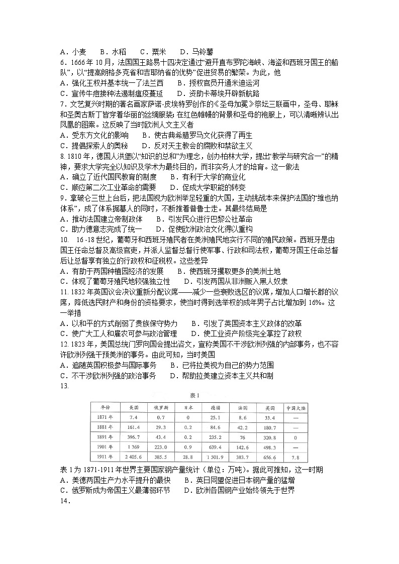 河南省南阳市六校2022-2023学年高二下学期期末考试历史试题02