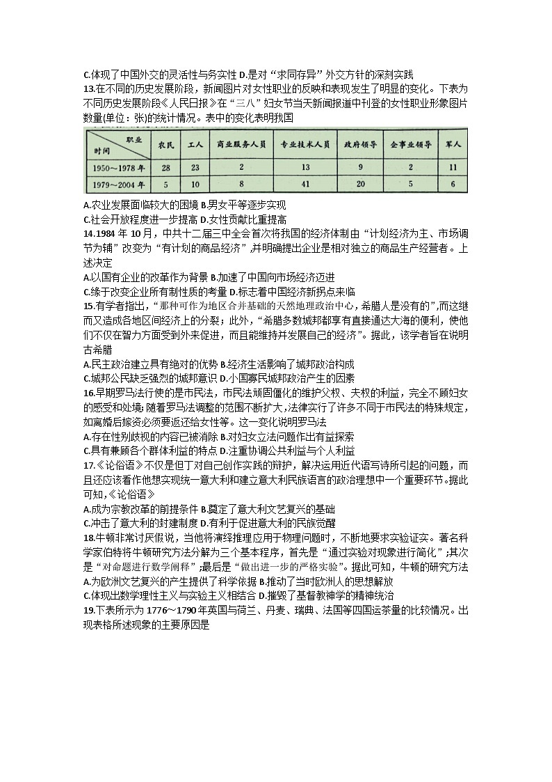 陕西省榆林市府谷县府谷中学2022-2023学年高二下学期第二次月考历史试题03