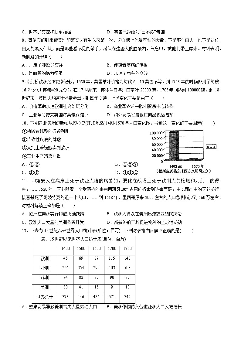 甘肃省靖远县第二中学2022—2023学年高一下学期周测（十二）历史试题02