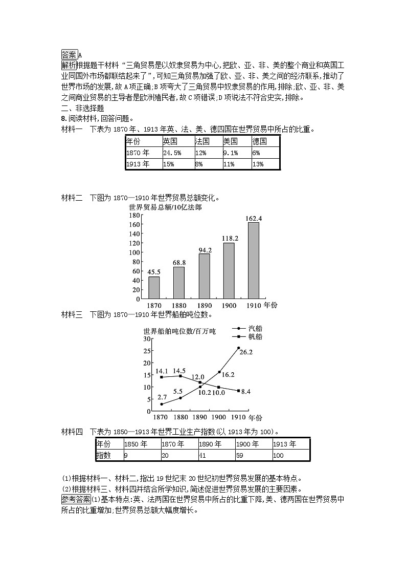 新教材2023年高中历史第3单元商业贸易与日常生活第8课世界市场与商业贸易课后训练部编版选择性必修2第3页