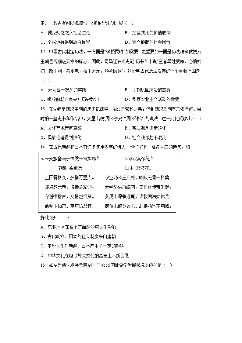 第一单元 源远流长的中华文化 期末复习单元练-- 2022-2023学年高二下学期历史统编版（2019）选择性必修3第3页