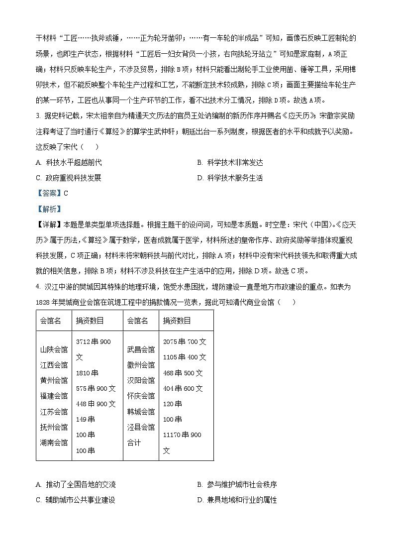 四川省遂宁市射洪中学2023届高三历史高考适应考试（二）试题（Word版附解析）02