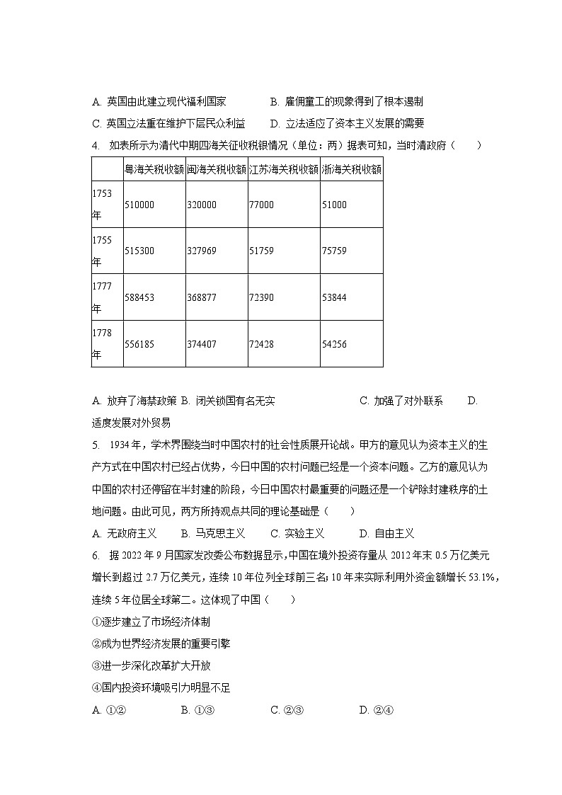 2022-2023学年重庆市江津中学等七校联考高二（下）期末历史试卷（含解析）02