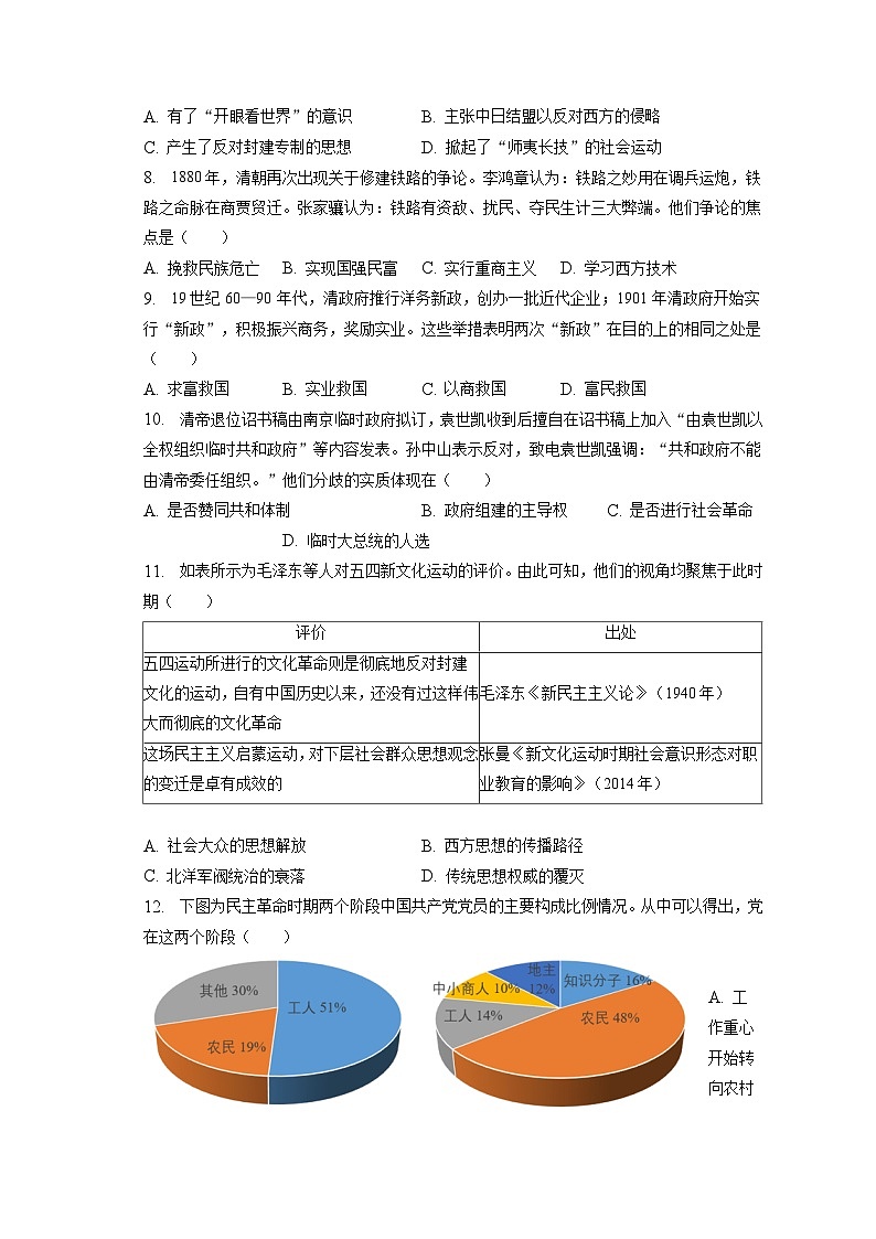 题型05 异同比较型选择题 专项训练--2024届高三统编版历史一轮复习第2页