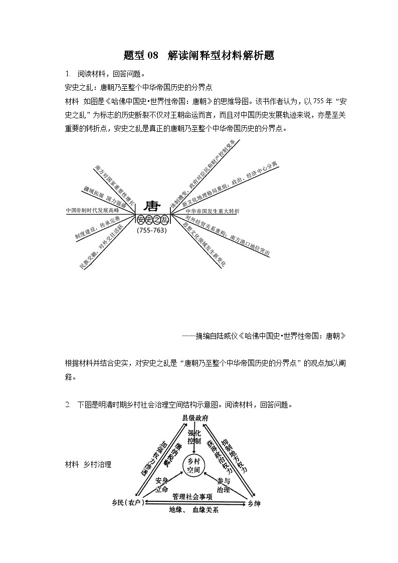 题型08 解读阐释型材料解析题 专项训练--2024届高三统编版历史一轮复习第1页