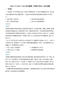 安徽省安庆市第二中学2022-2023学年高一历史下学期5月月考试题（Word版附解析）