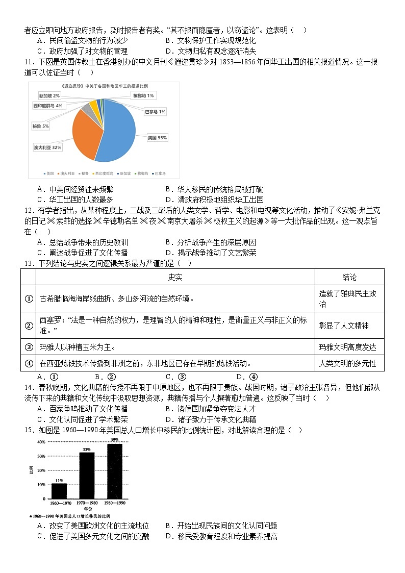 重庆市第八中学校2022-2023学年高二下学期7月期末考试历史试题第2页