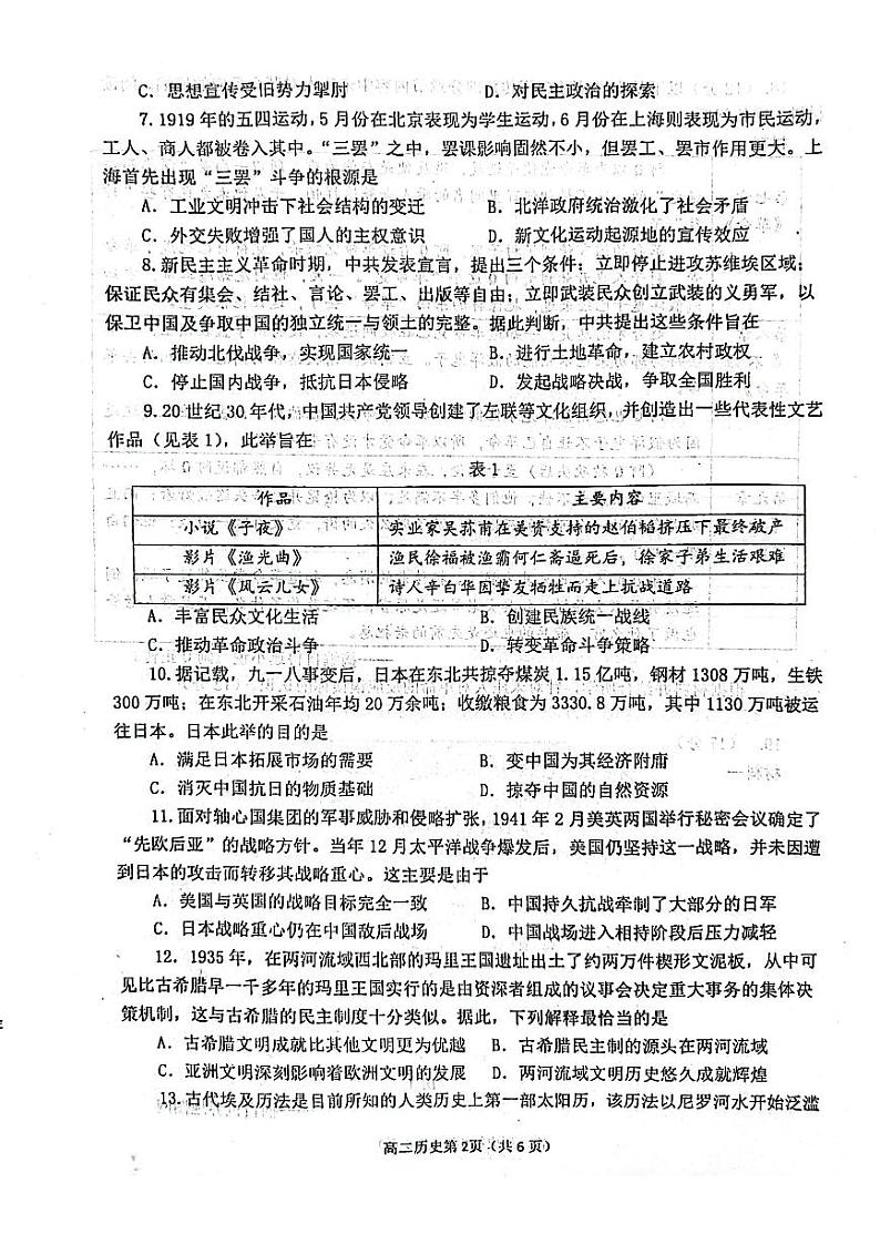 山东省烟台市2022-2023高二下学期期末历史试卷+答案02