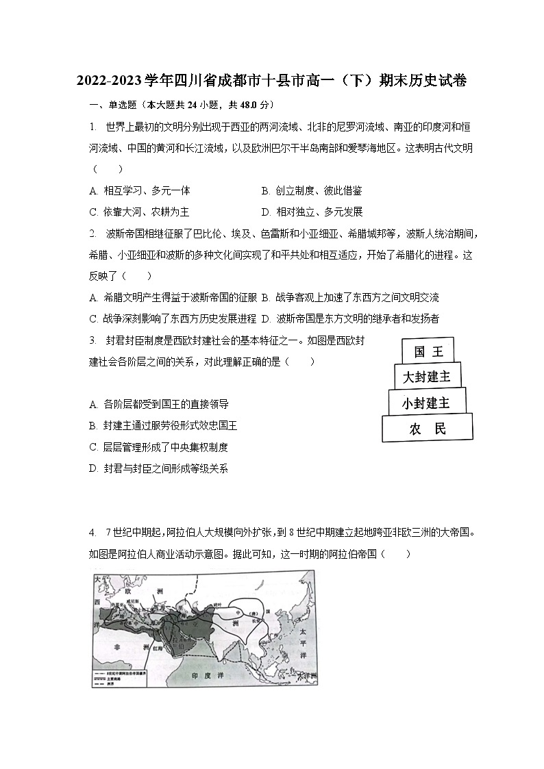 2022-2023学年四川省成都市十县市高一（下）期末历史试卷（含解析）01