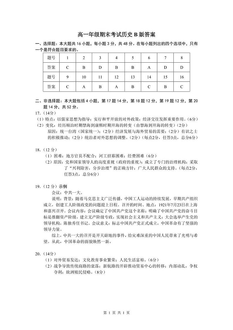 2023合肥合肥一中高一下学期期末考试历史试题含答案01