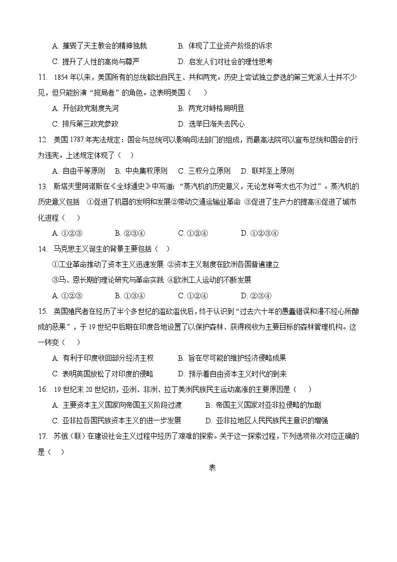 陕西省宝鸡市陈仓区2022-2023学年高一下学期期末考试历史试题03