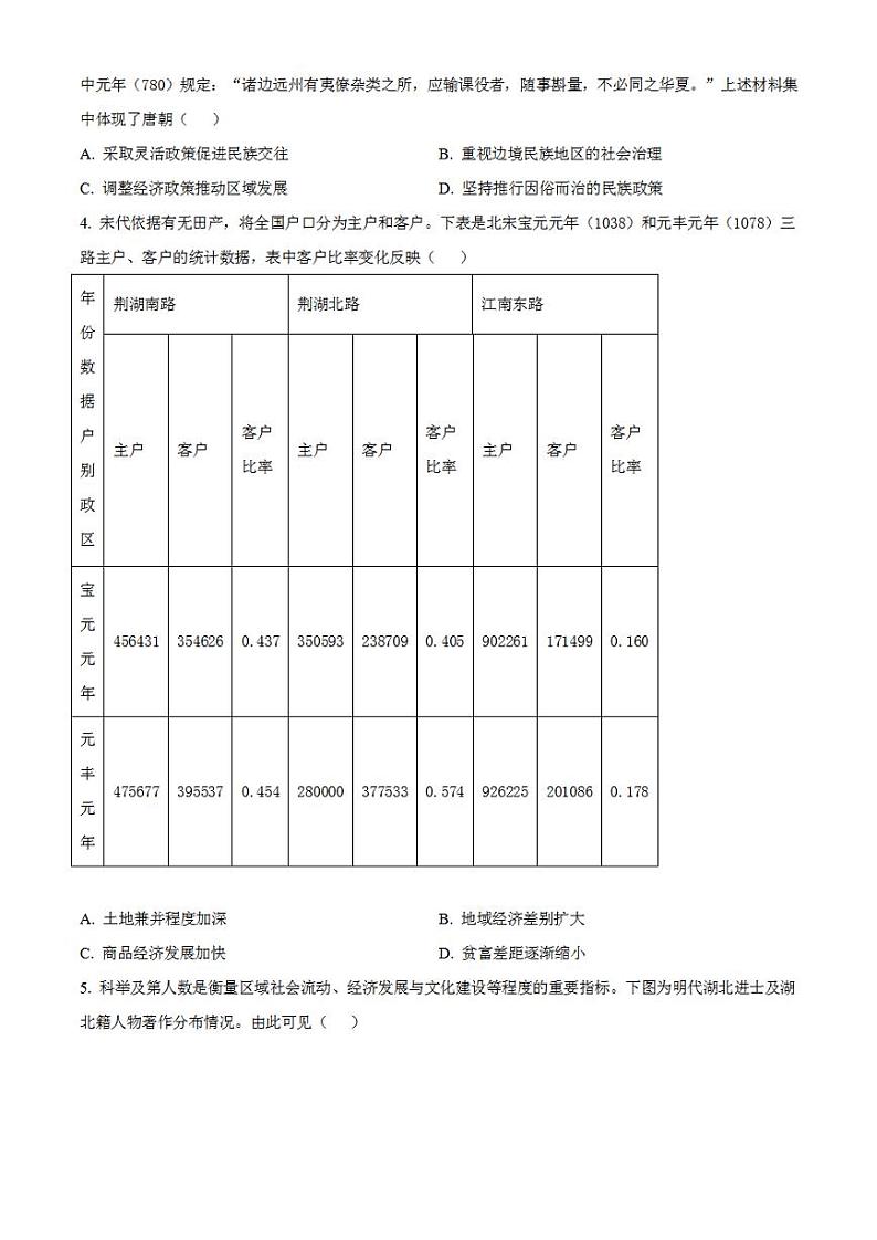 2023年高考真题——历史（湖北卷）无答案02