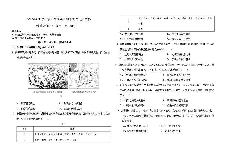 黑龙江省双鸭山市第一中学2022-2023学年高二下学期期末考试历史试卷第1页