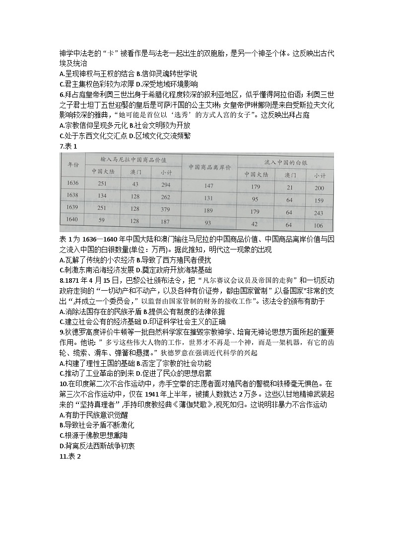 海南省2022-2023学年高一下学期学业水平诊断（二）期末考试历史试题02