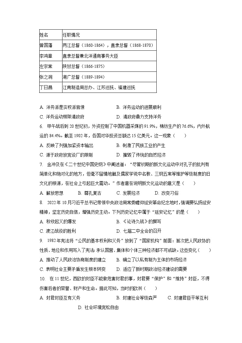 2022-2023学年山东省青岛市莱西市高一（下）期末历史试卷（含解析）02