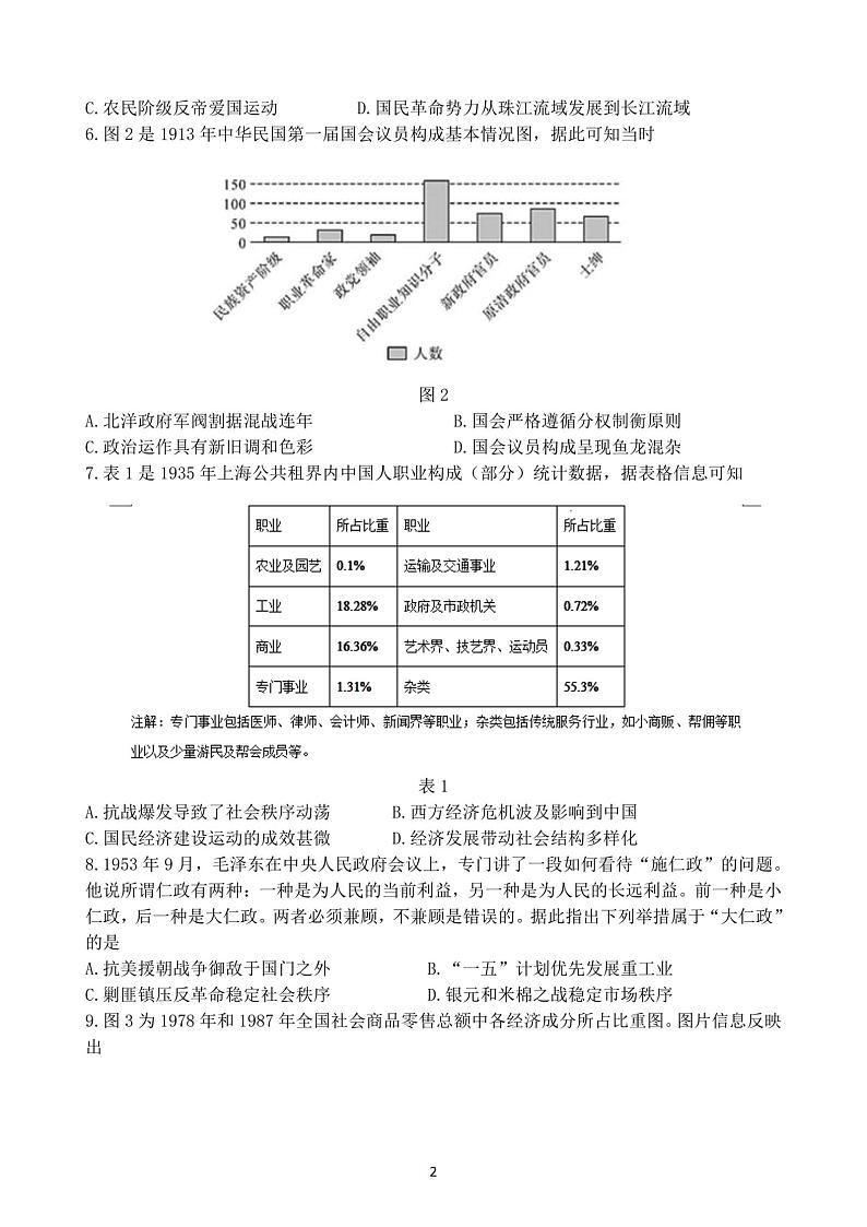 江苏省镇江第一中学2022-2023学年高二下学期5月学情检测调研历史试卷02