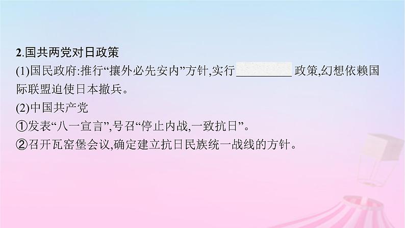 适用于新教材通史版2024版高考历史一轮总复习第二部分中国近代史第23讲中华民族的抗日战争课件第7页