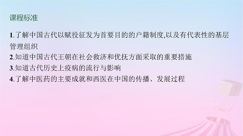 适用于新教材通史版2024版高考历史一轮总复习第一部分中国古代史第14讲中国古代的户籍制度社会治理与医疗卫生课件02