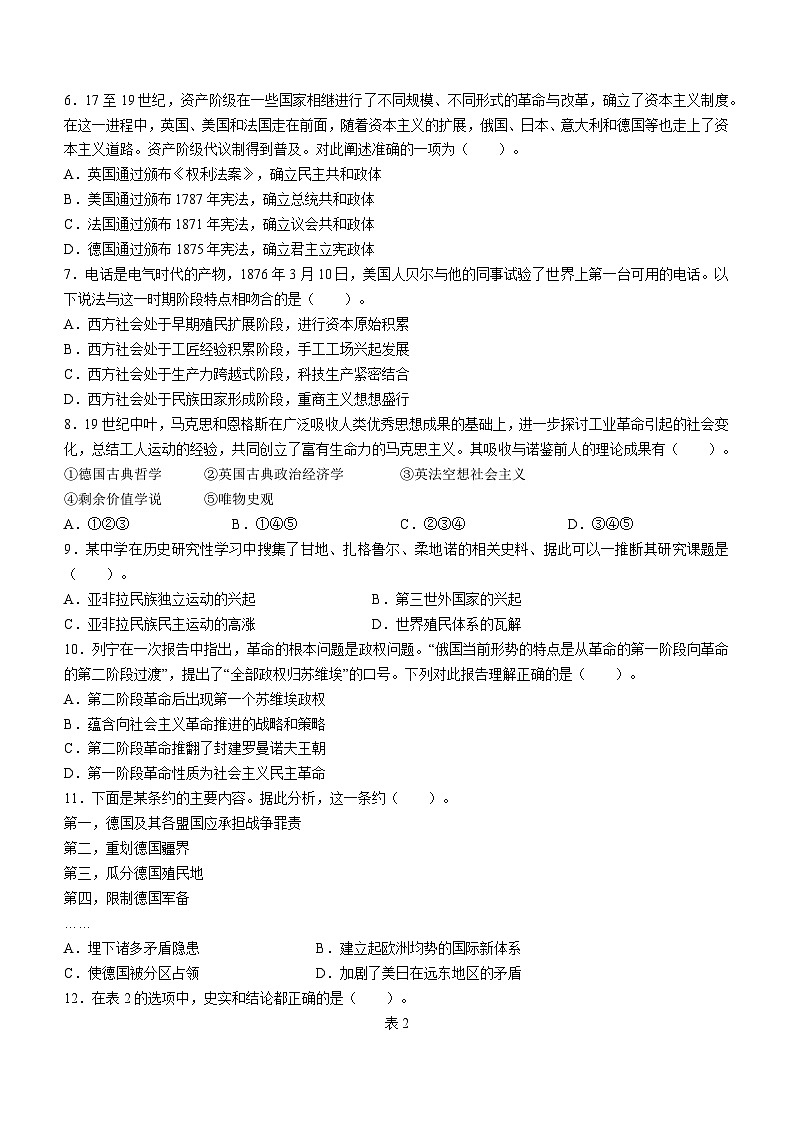 辽宁省葫芦岛市普通高中2022-2023学年高一下学期期末考试历史试题02