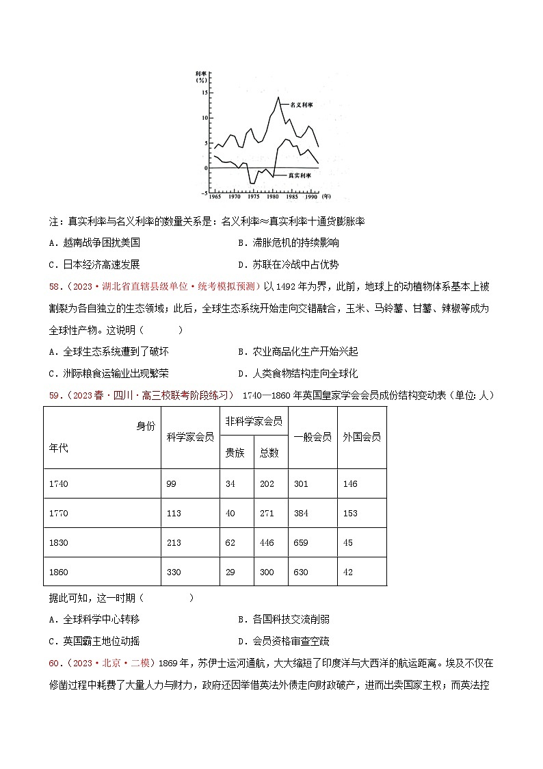 集训16 选择性必修2：经济与社会生活100题（2）- 备战2024年高考历史专项提分集训900题（统编版）03