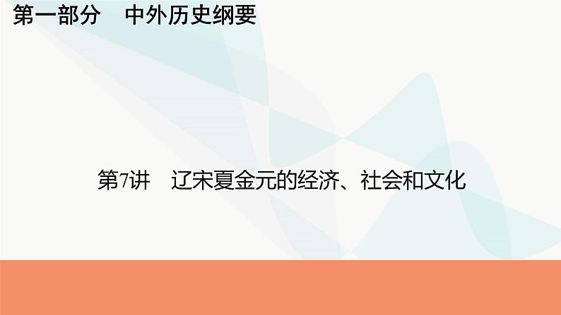 2024届高考历史一轮复习中外历史纲要第3单元第7讲辽宋夏金元的经济、社会和文化课件01