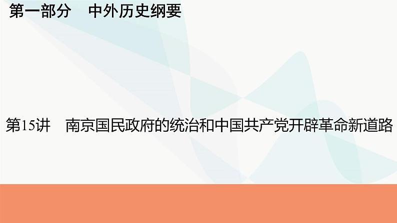 2024届高考历史一轮复习中外历史纲要第5单元第15讲南京国民政府的统治和中国共产党开辟革命新道路课件第1页