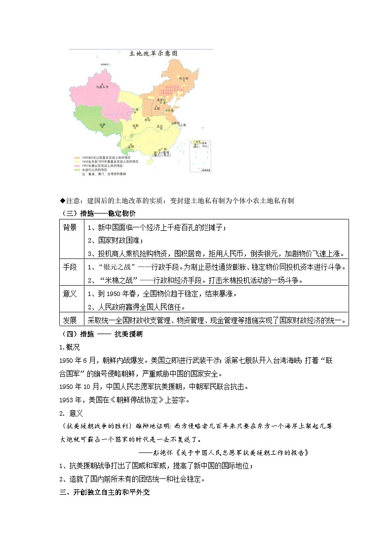 高中历史 （统编版）中外历史纲要（上）第26课 中华人民共和国成立和向社会主义过渡 教案03