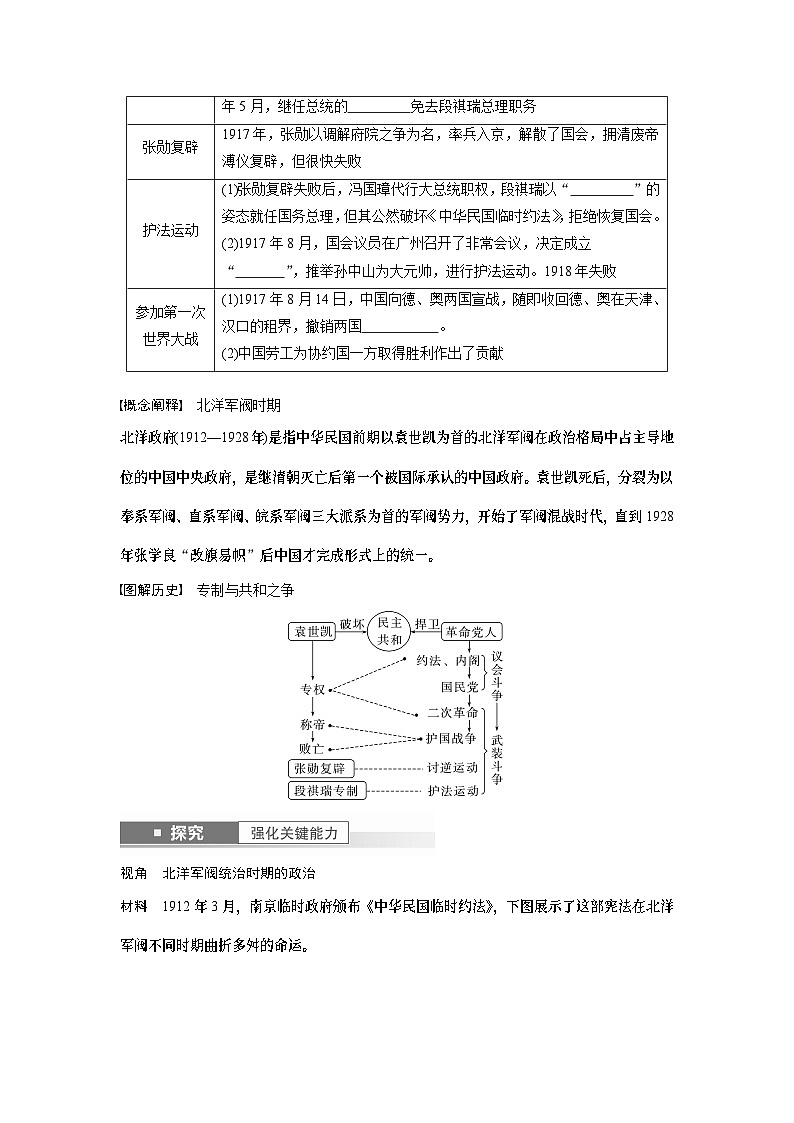 2024年高考历史一轮复习（部编版） 板块2 第6单元 第16讲　北洋军阀统治时期的政治、经济与文化 课件02