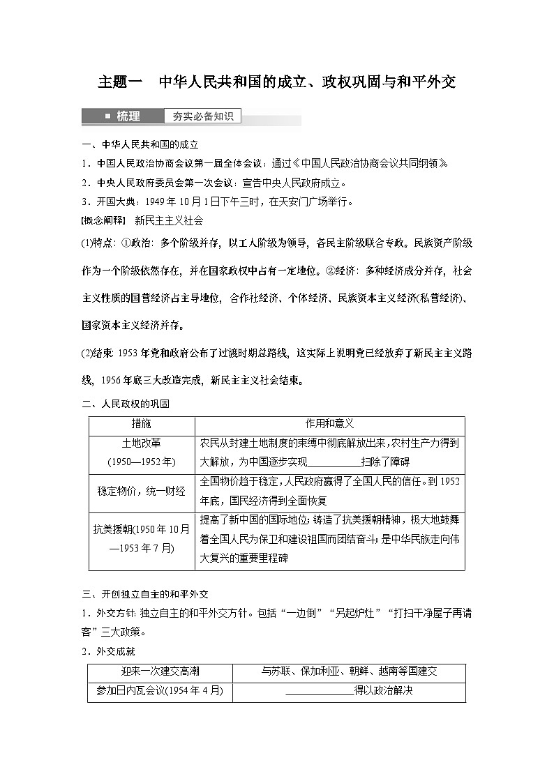 2024年高考历史一轮复习（部编版） 板块3 第8单元 第22讲　中华人民共和国成立和向社会主义的过渡 课件02