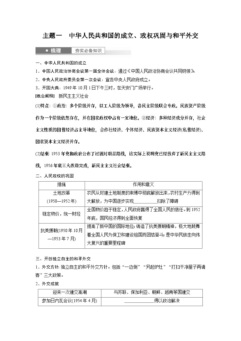 2024年高考历史一轮复习（部编版） 板块3 第8单元 第22讲　中华人民共和国成立和向社会主义的过渡 课件02