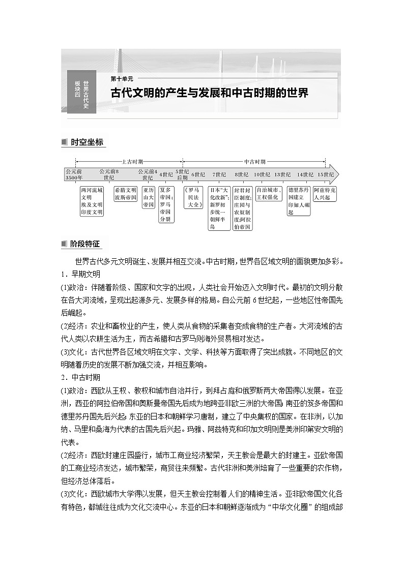 2024年高考历史一轮复习（部编版） 板块4 第10单元 第26讲　古代文明的产生与发展 课件01