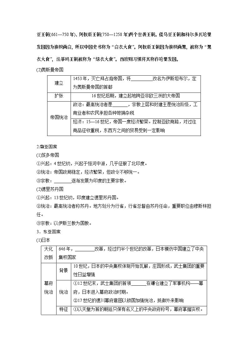 2024年高考历史一轮复习（部编版） 板块4 第10单元 第28讲　中古时期的亚洲、非洲和美洲 课件02