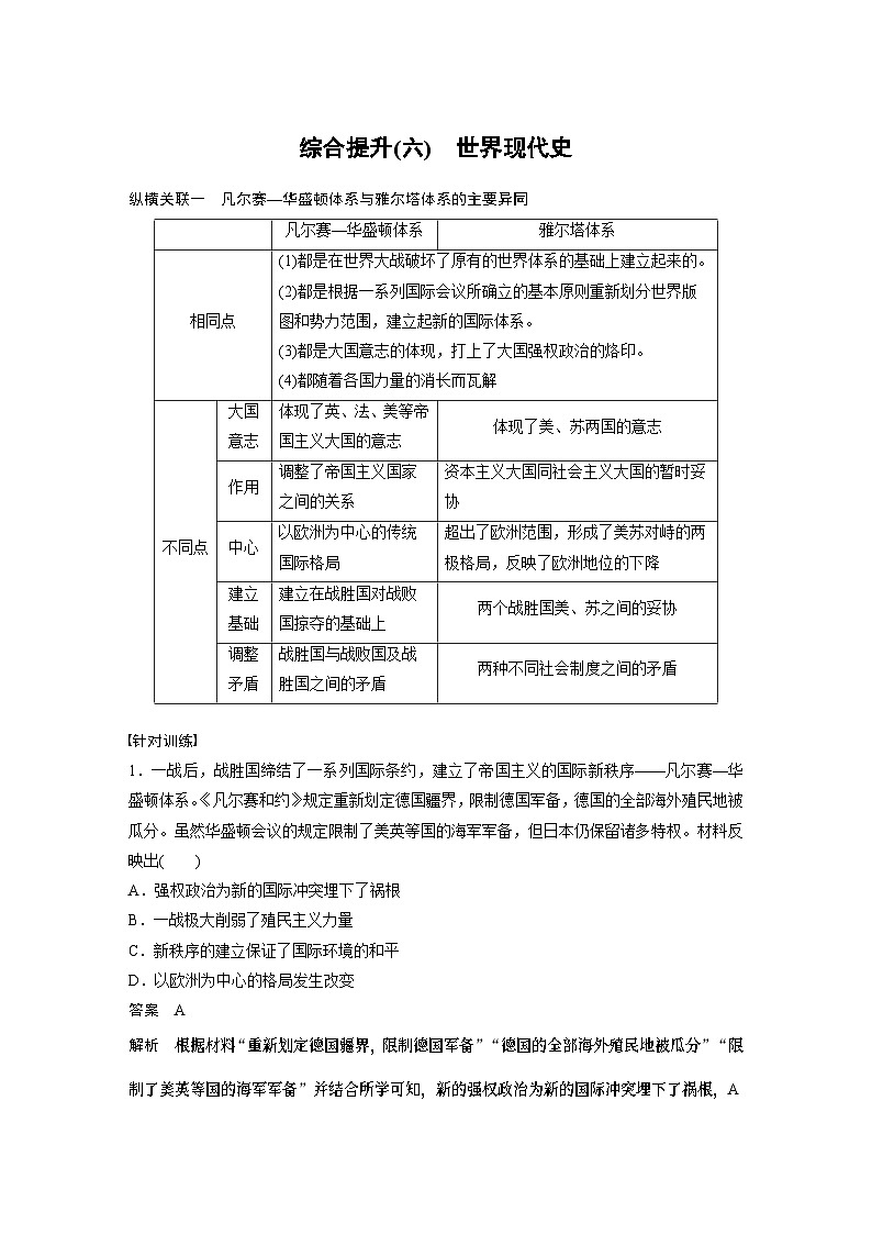 2024年高考历史一轮复习（部编版） 板块6 综合提升(六)　世界现代史 课件01