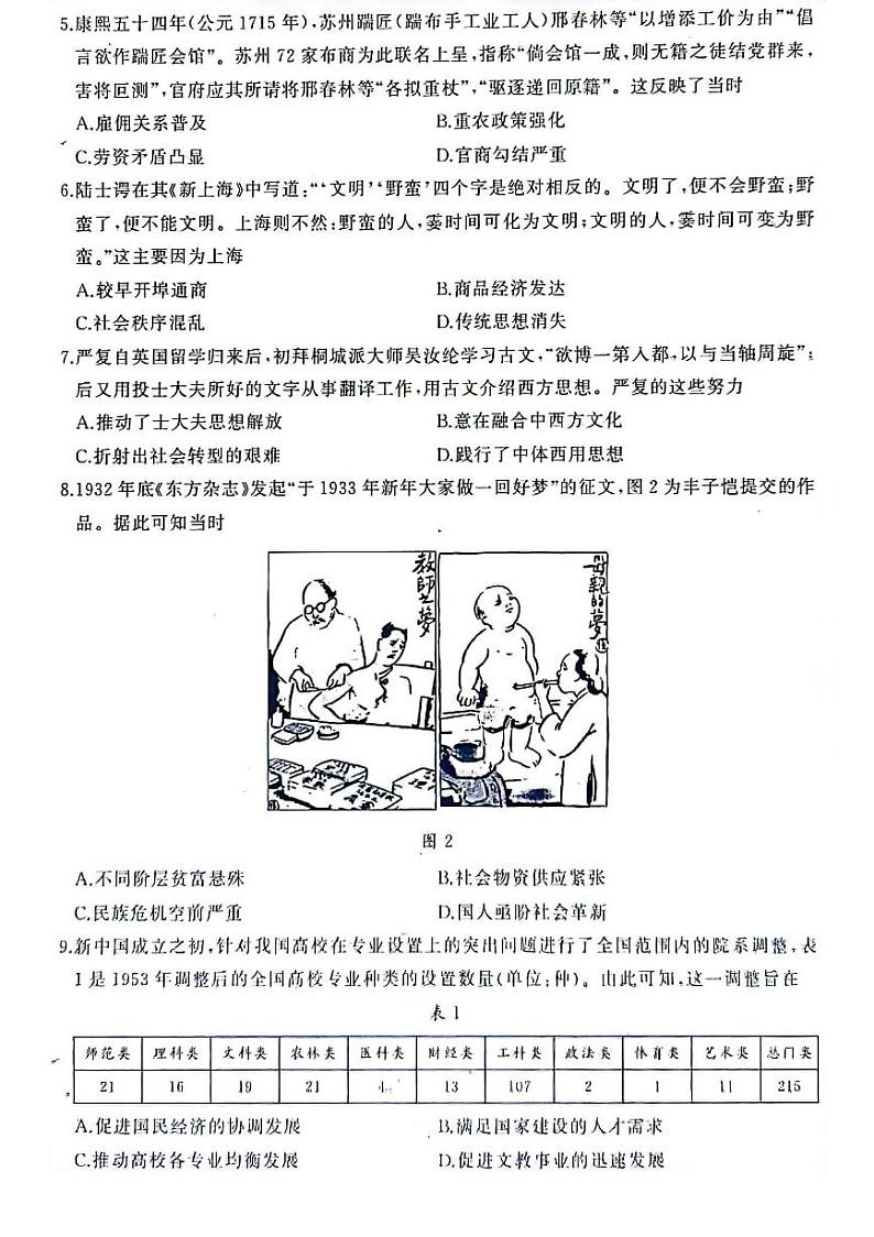 山东省济南市2022-2023学年高三上学期1月期末历史（含答案）第2页