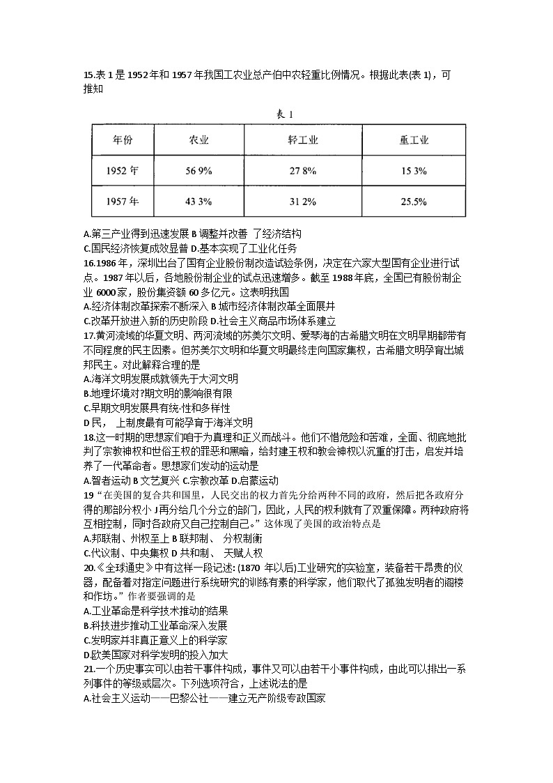 内蒙古自治区赤峰市2022-2023学年高一下学期期末考试历史试题03