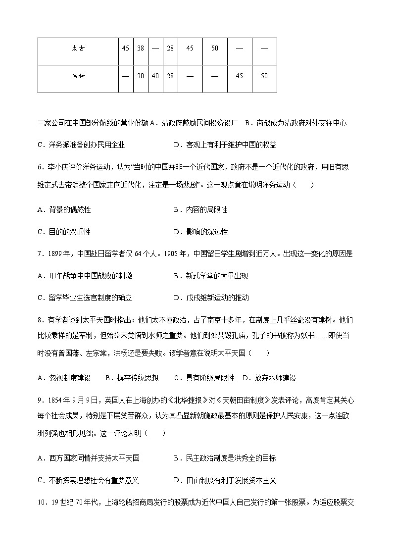 高中历史（统编版）必修 中外历史纲要（上）第17课 国家出路的探索与列强侵略的加剧 课时训练（word版含答案）03