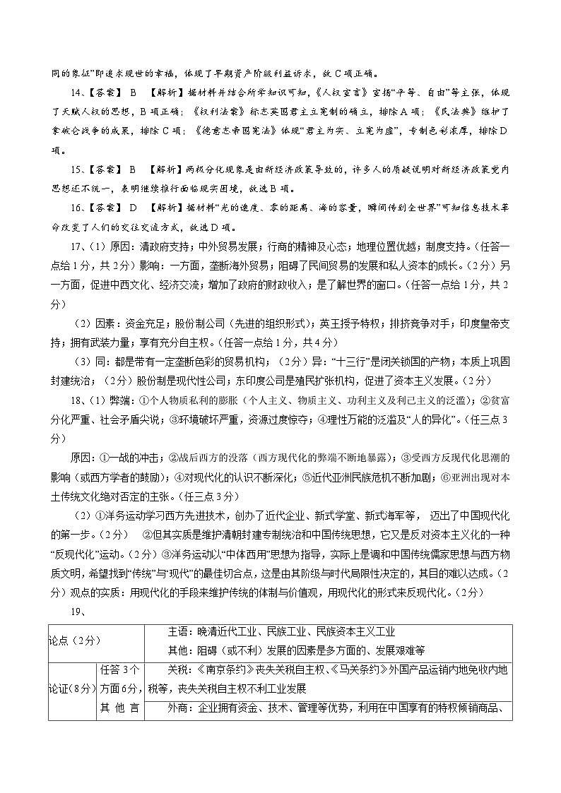 【新高三摸底】2024届新高三-历史开学摸底考试卷（江苏专用）（答案及评分标准）第2页