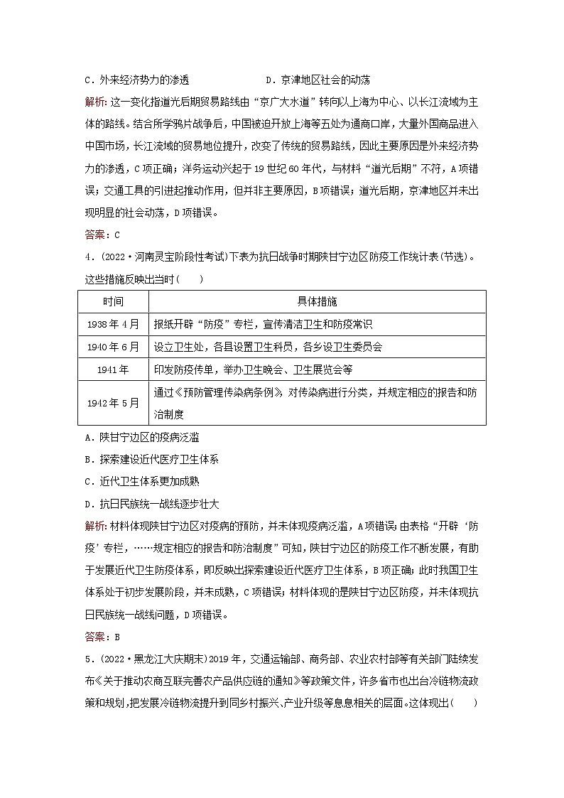 2024届高考历史一轮总复习单元检测十四第十四单元经济与社会生活02