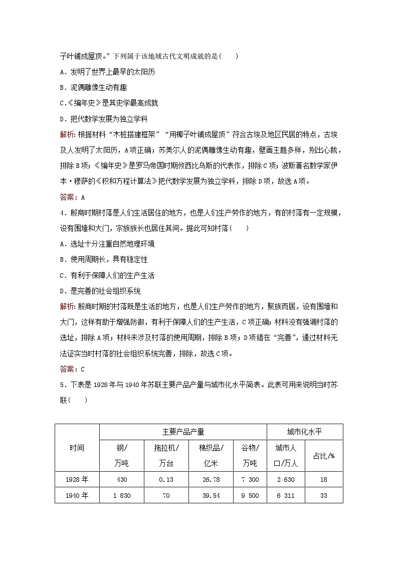 2024届高考历史一轮总复习课时跟踪练44村落城镇与居住环境第2页