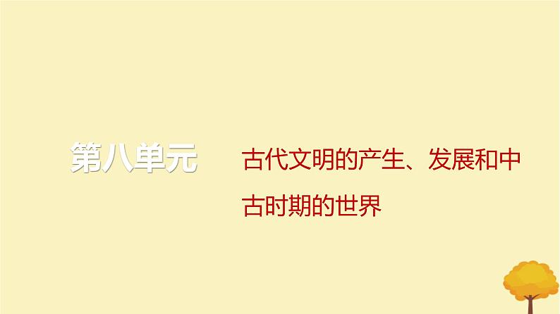 2024届高考历史一轮总复习第八单元古代文明的产生发展和中古时期的世界单元总结深化课件第1页