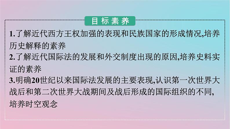 新教材2023年高中历史第四单元民族关系与国家关系第12课近代西方民族国家与国际法的发展课件部编版选择性必修102