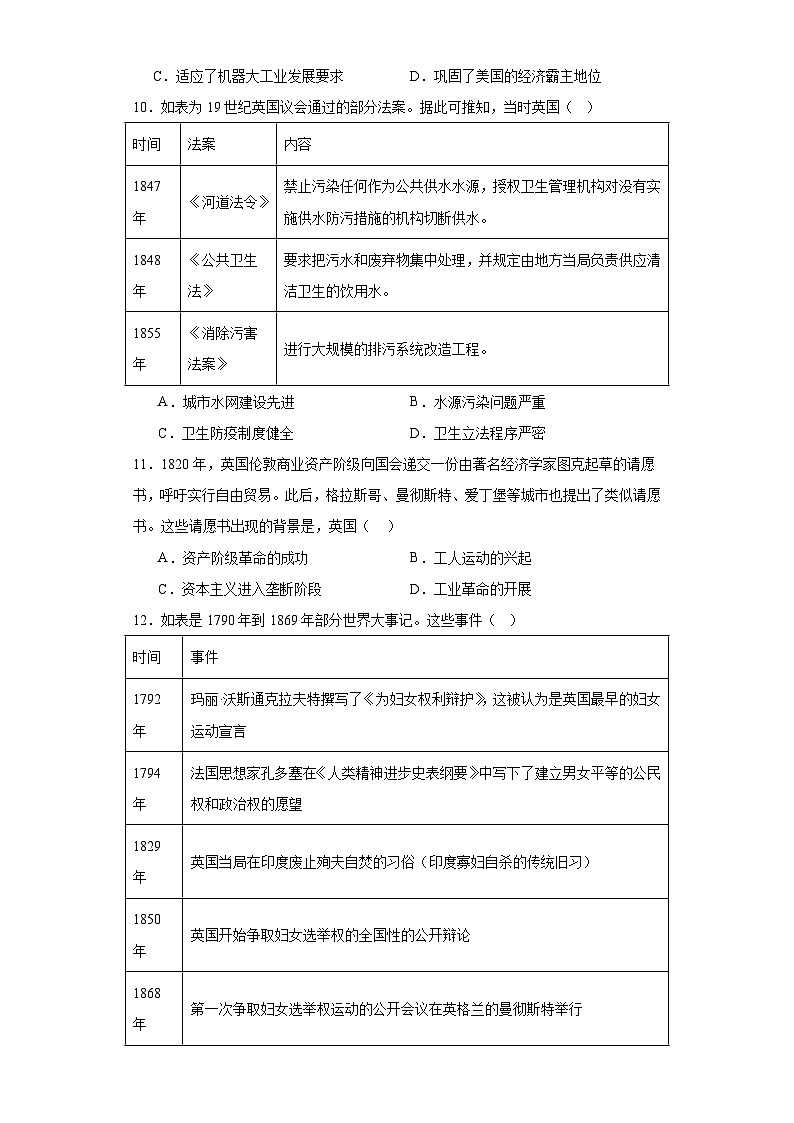 第5课 工厂革命与工厂制度 综合检测--2023-2024学年高中历史统编版（2019）选择性必修2经济与社会生活03